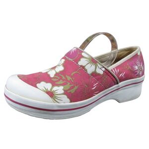 Dansko Volley‎ Women's Pink Floral Canvas Vegan Clogs Size 38 Comfortable